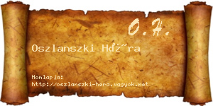 Oszlanszki Héra névjegykártya